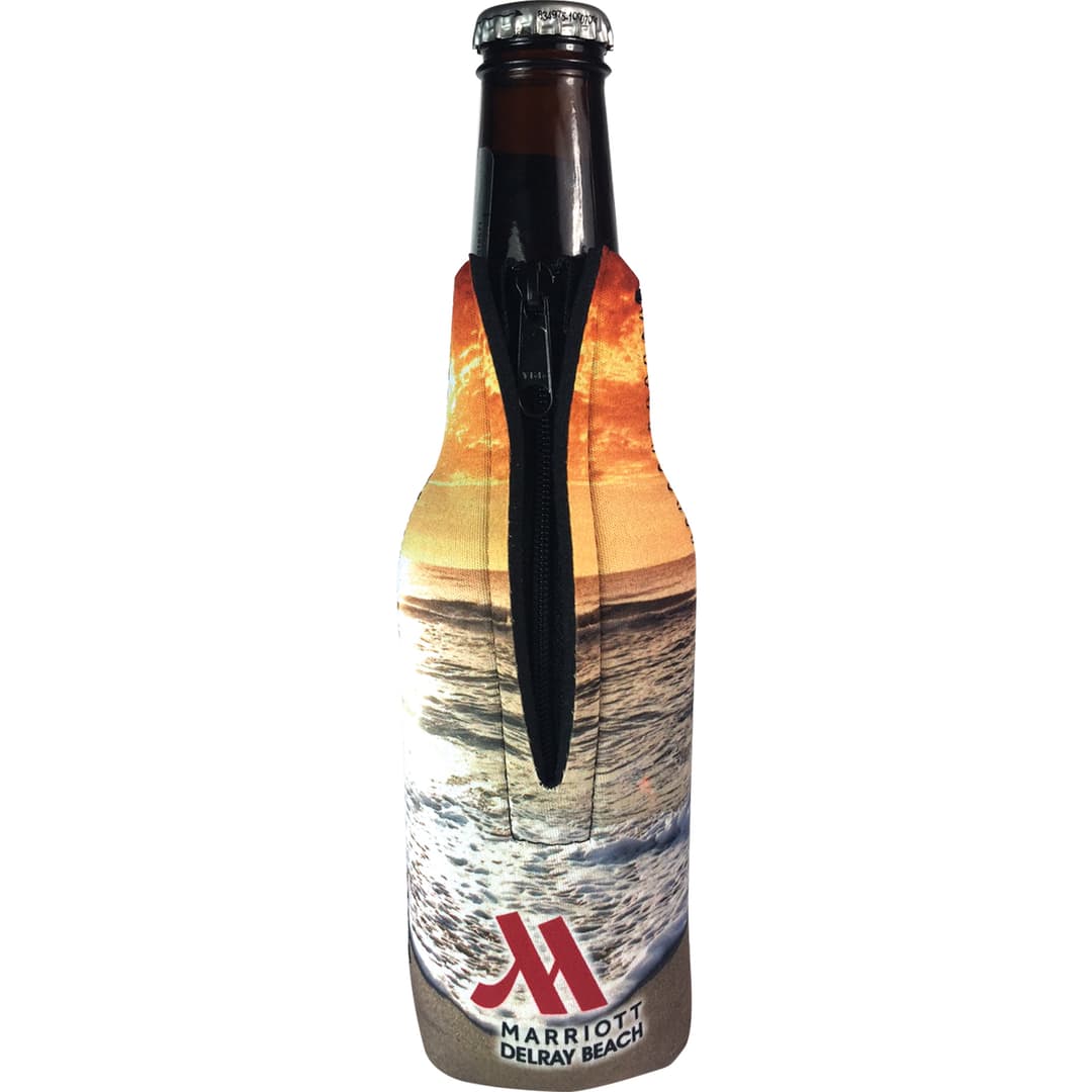Full Color Neoprene Bottle Cooler with Zipper