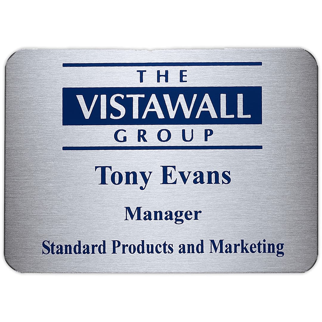 Aspen Metal Name Badge (Custom sized between 6 and 9 sq. in.)