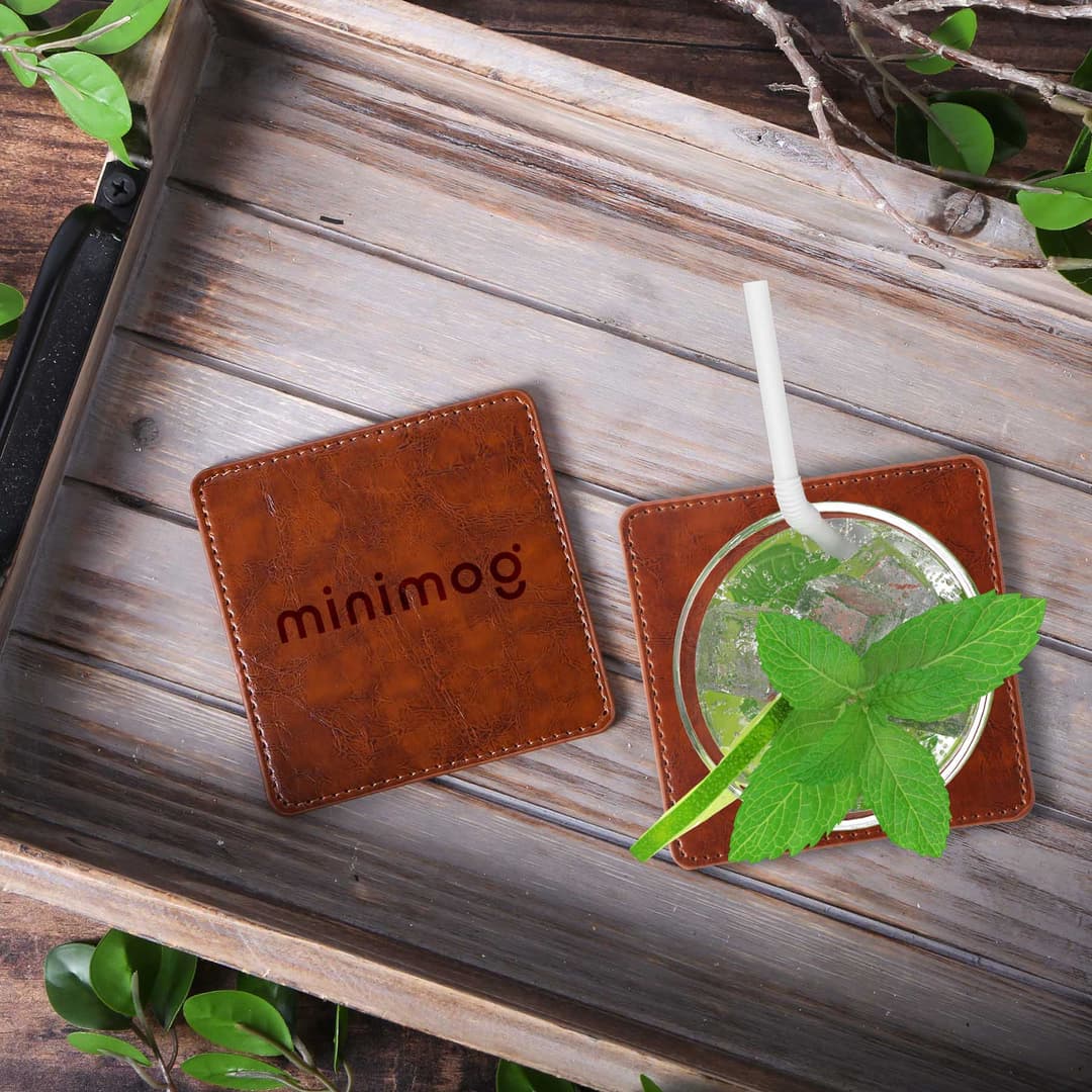 Watson Square Pu Leather Coaster: Single