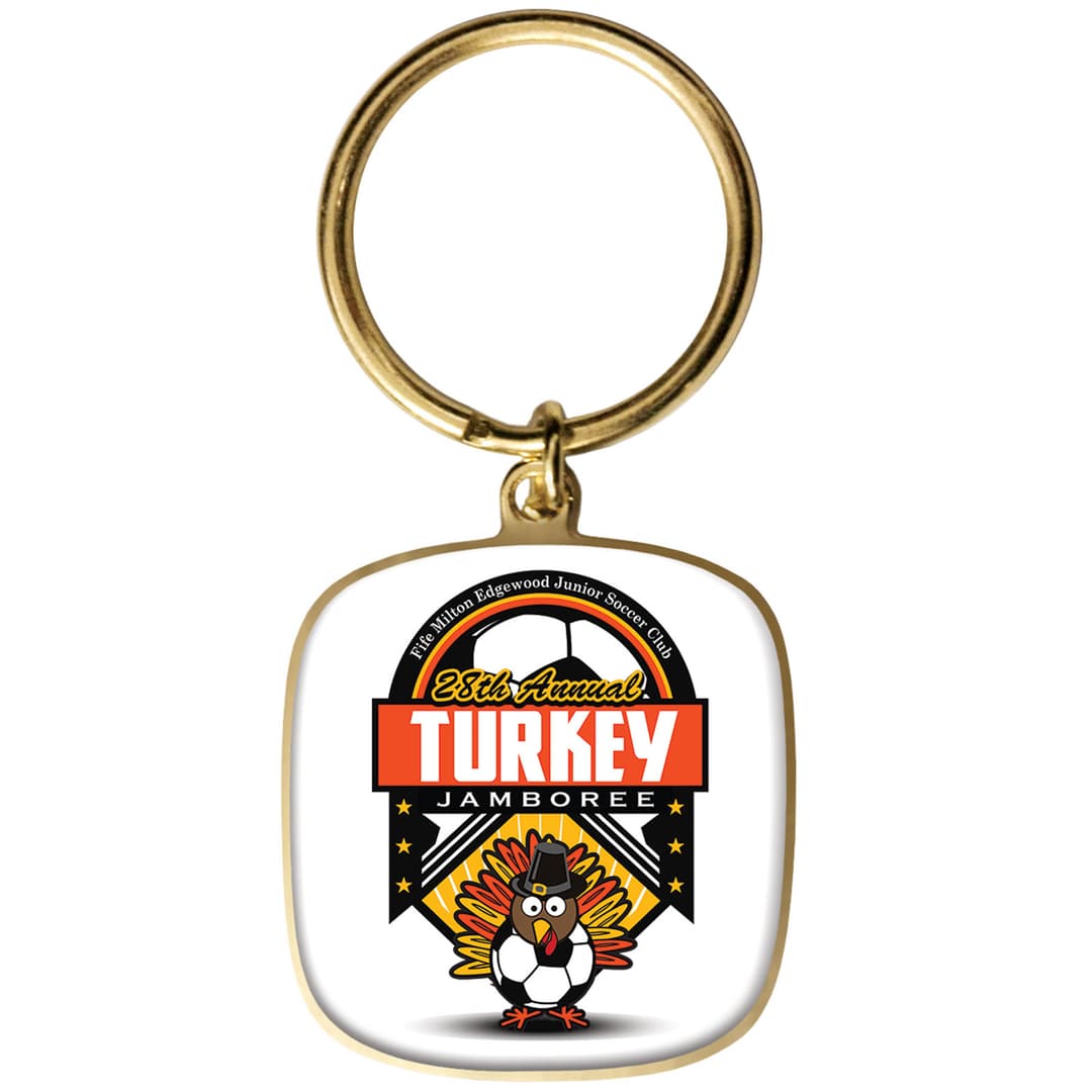 Digistock Keychains: 1 3/8" Dia In Shiny Gold