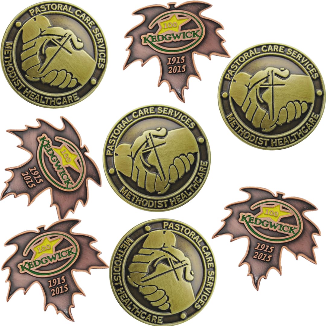 Diestruck Antiqued Lapel Pins: 3/4" W X 3/4" H