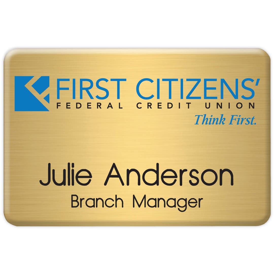 New York Custom Metal Name Badge (Custom sized between 6 and 9 sq. in.)