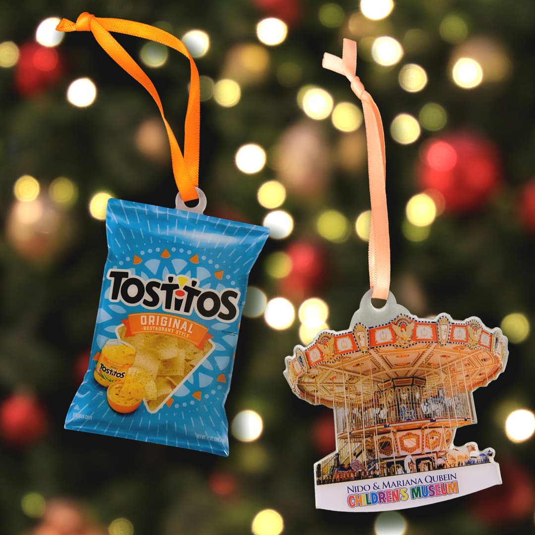 Offset Print Custom Ornament On Stainless Steel With Epoxy Dome: 1 Sided 2"