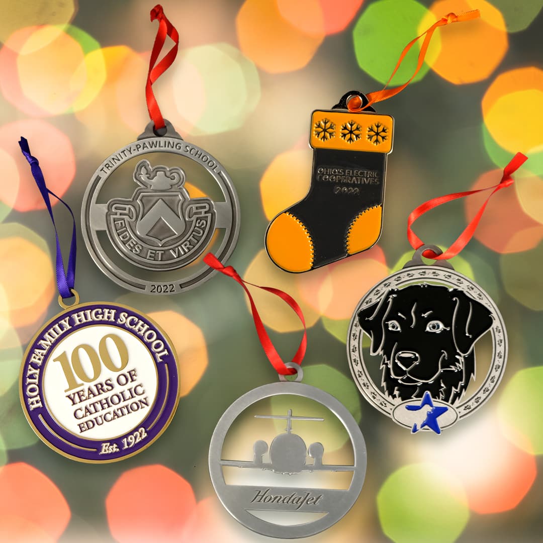 Die Struck Ornaments: 3" W X 3" H