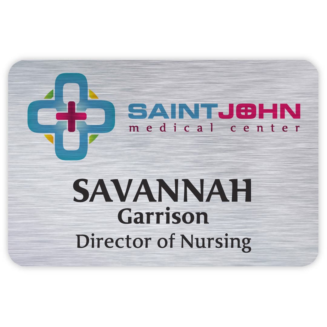 Savannah Custom Metal Name Badge (Custom sized between 6 and 9 sq. in.)