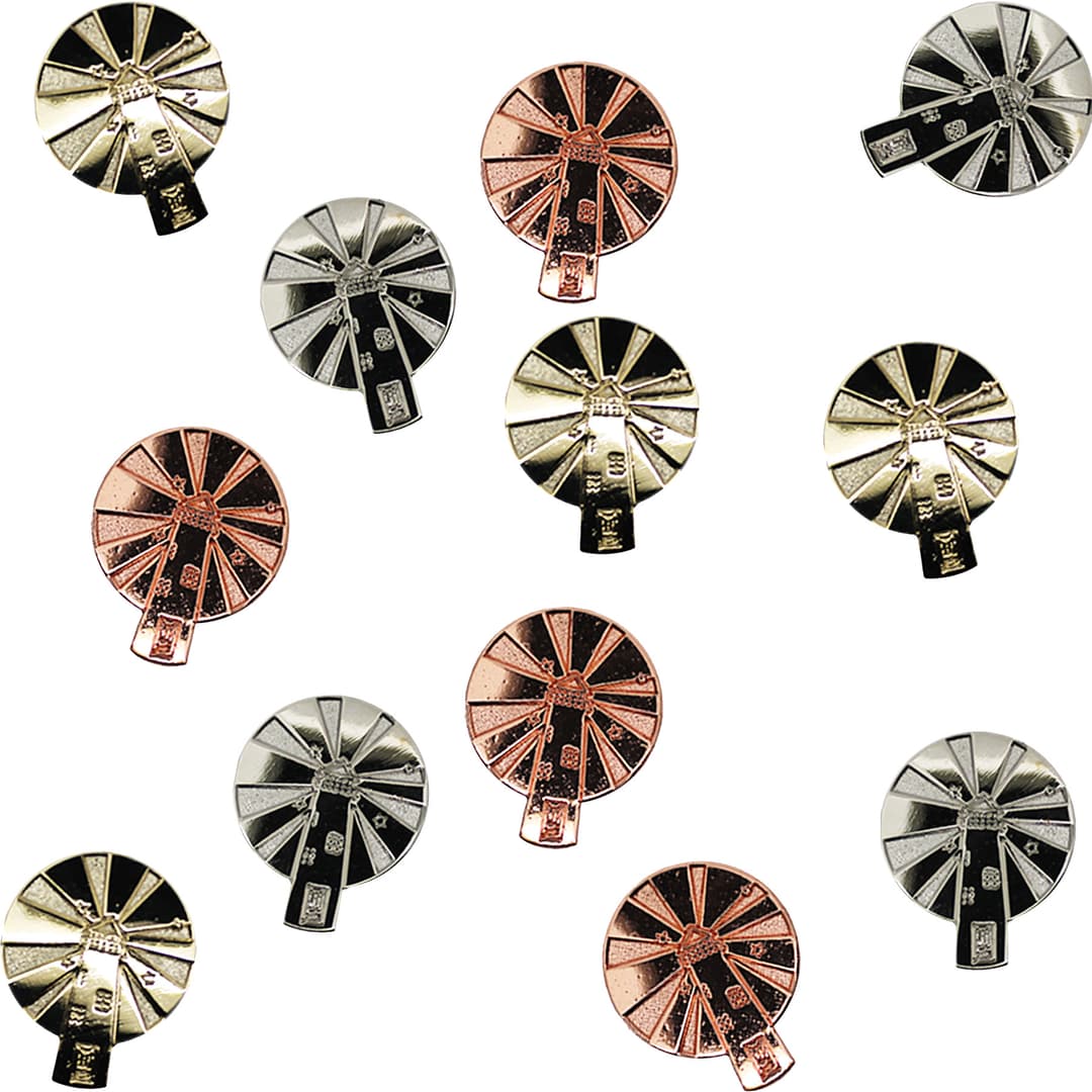 Diestruck Sandblasted Lapel Pins: Copper/Brass 1/2" W X 1/2" H