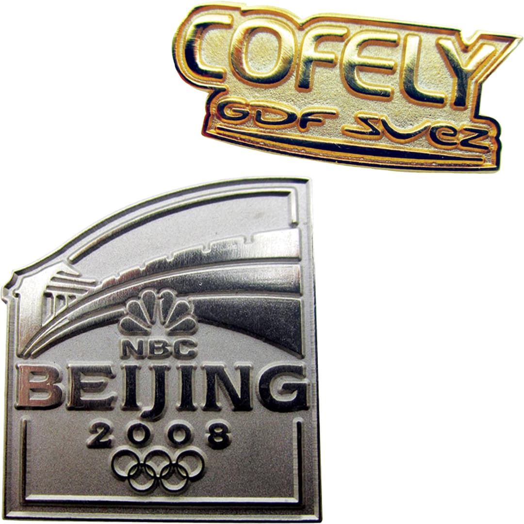 Diestruck Sandblasted Lapel Pins: Copper/Brass 1 1/2" W X 1 1/2" H