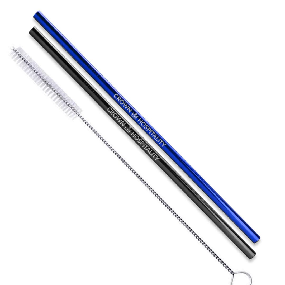 Straight Stainless Steel Straws: Set Of 2 In Black, Blue, And/Or Rainbow