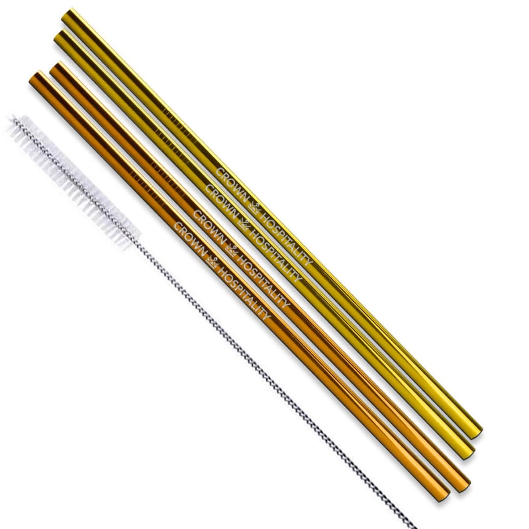 Straight Stainless Steel Straws: Set Of 4 In Copper
