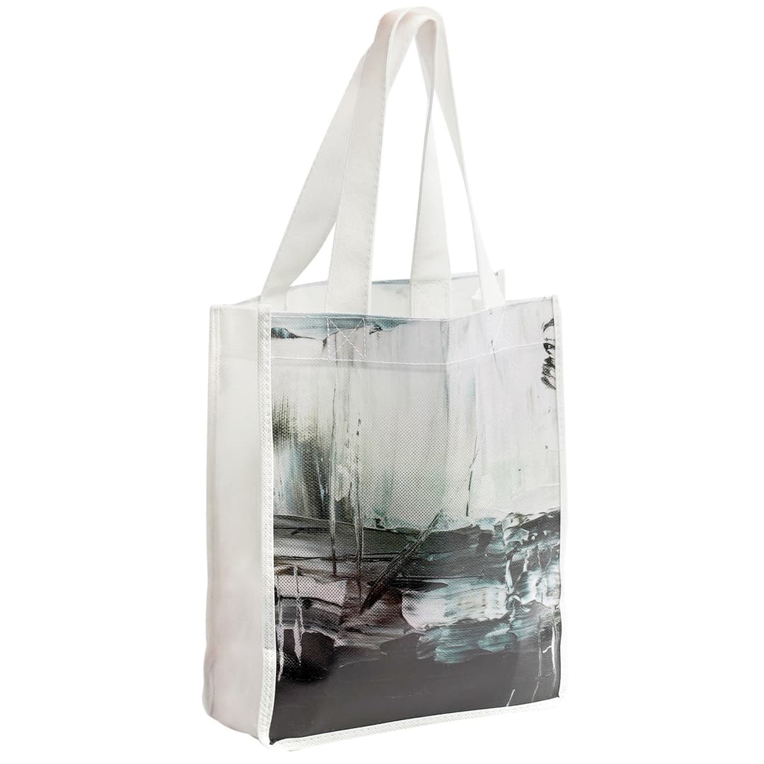 Laminated Non Woven Sublimated Tote Bag: 8" X 10" X 4"
