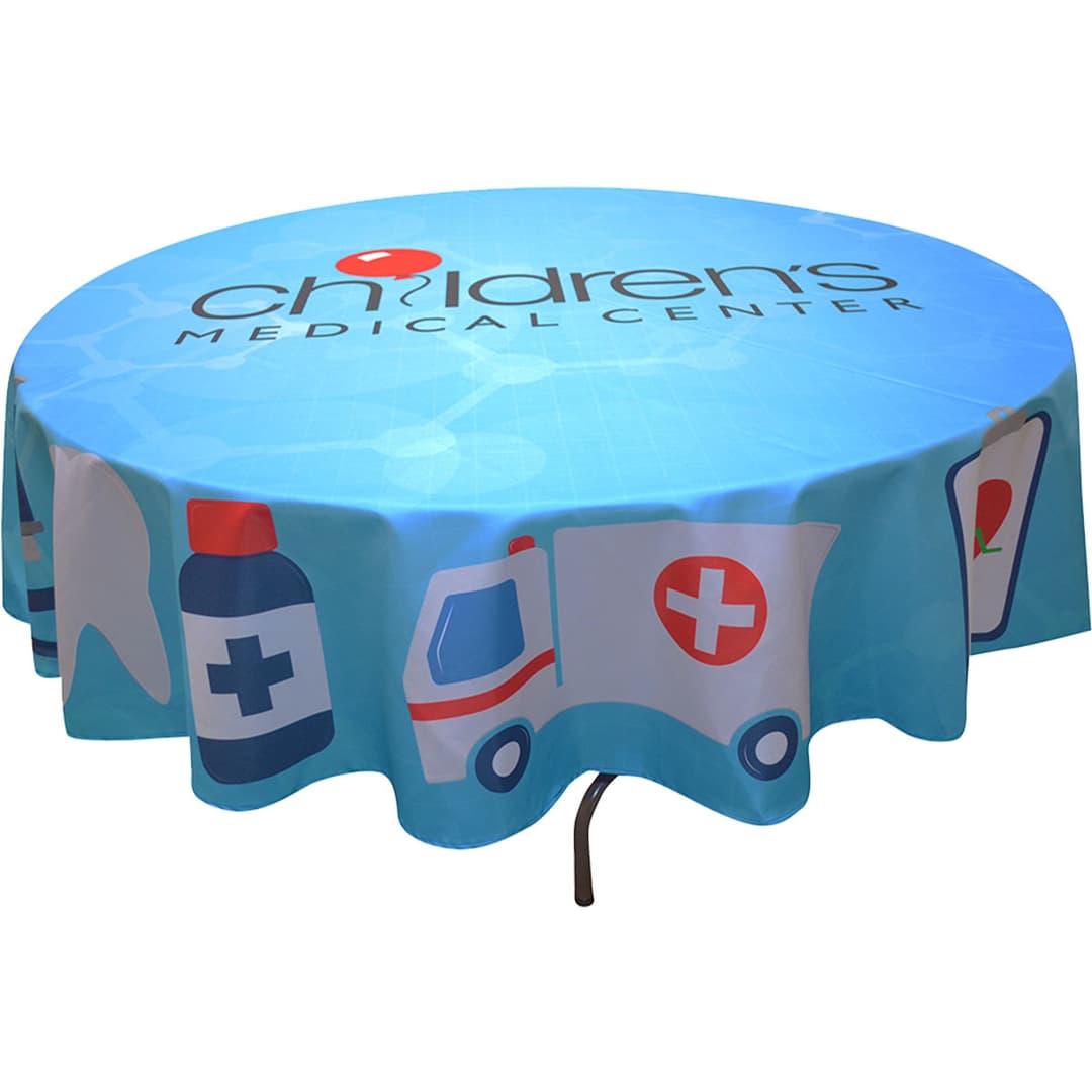 Full Color Round rPET Polyester Table Covers for 5' Diameter Tables