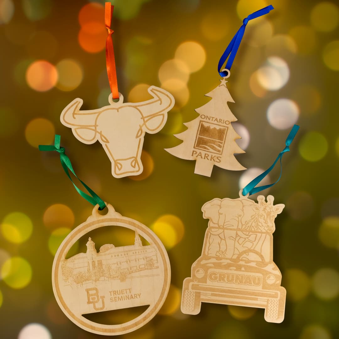 Wood Ornaments: 4" W X 4" H