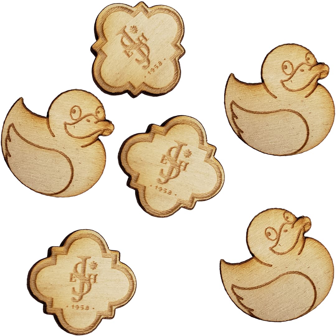 Wood Lapel Pins: 3/4" W X 3/4" H