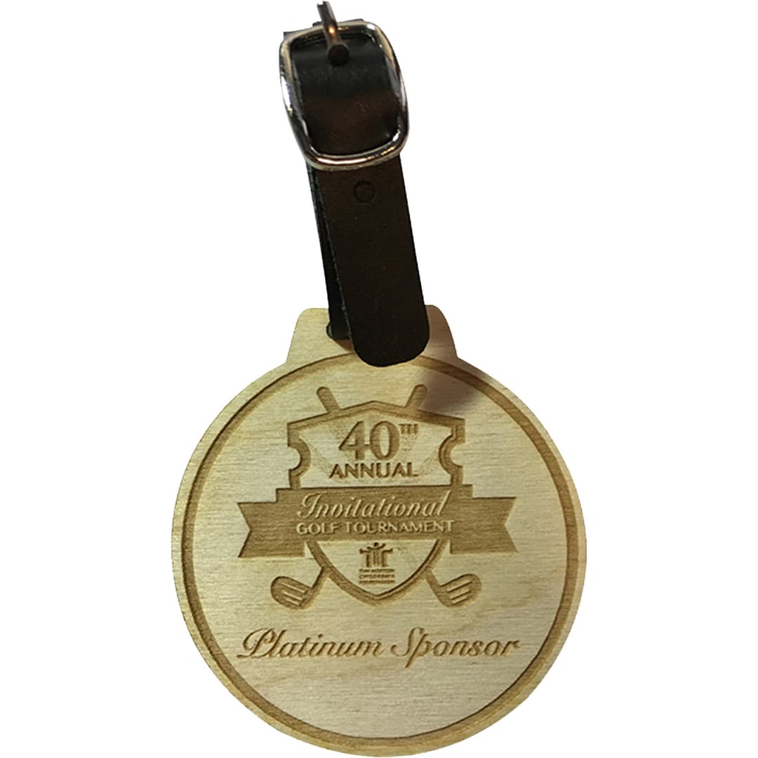Wood Golf Bag Tags: 3" H X 3" W