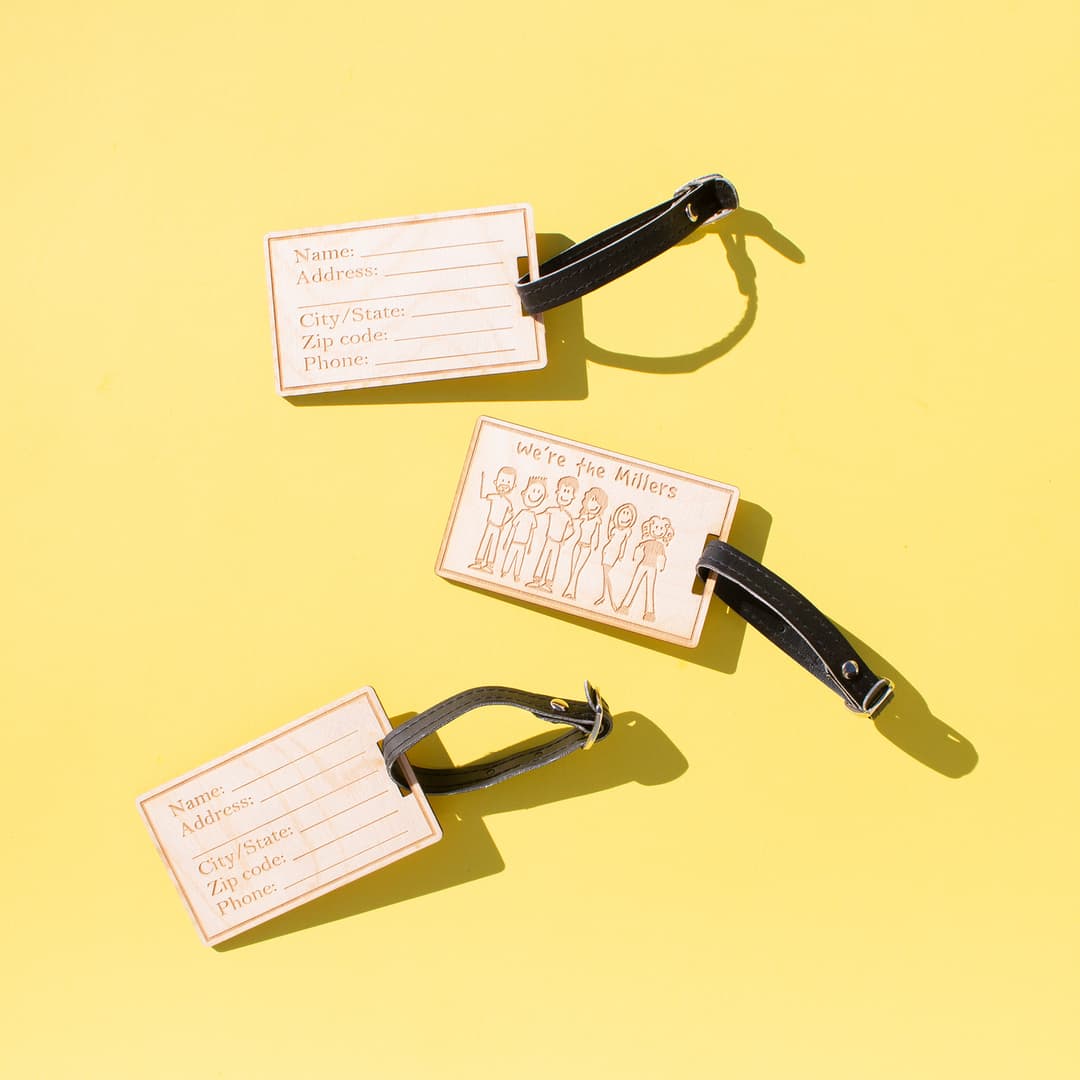 Wood Luggage Tags: 3" W X 3" H