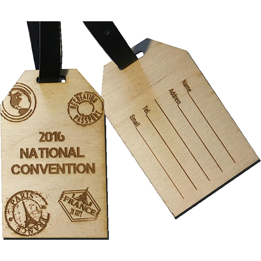 Wood Luggage Tags: 4" W X 4" H