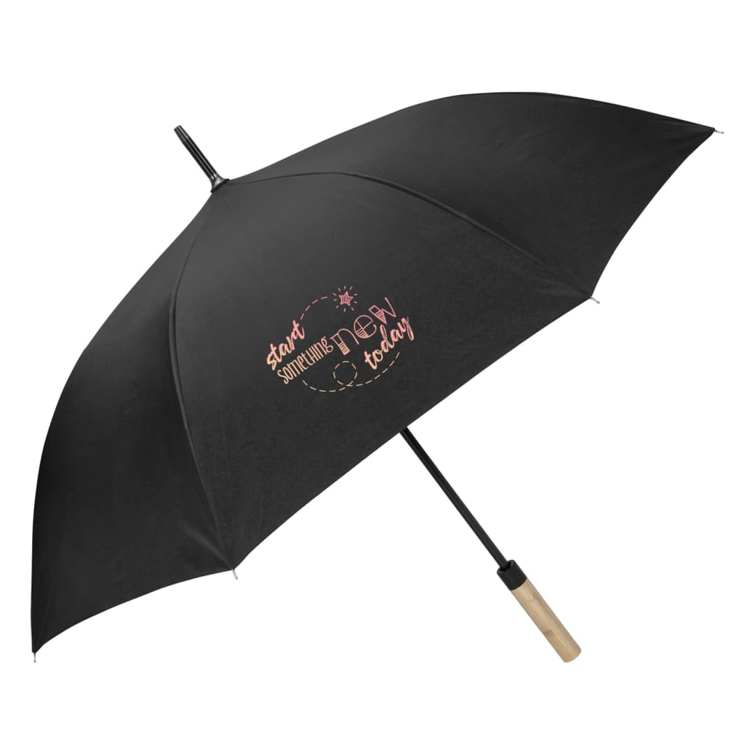 50" RPET Bamboo-Handled Auto-Open Stick Umbrella