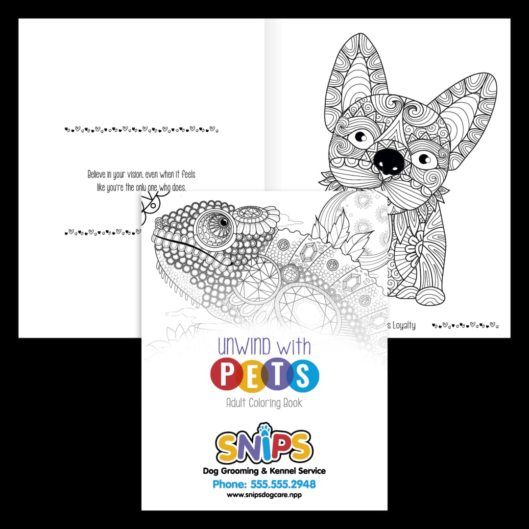 Unwind with Pets Adult Coloring Book