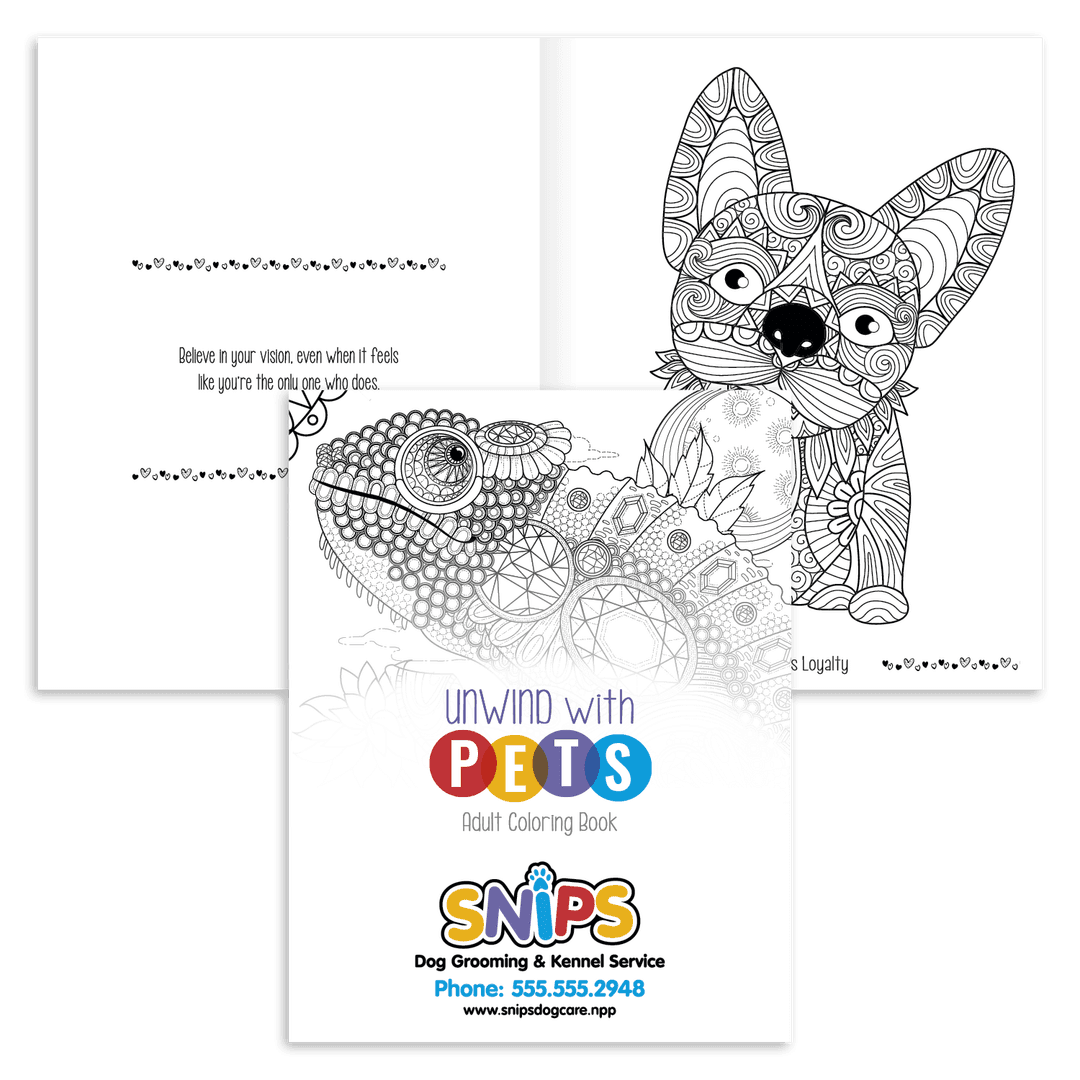 Unwind with Pets Adult Coloring Book