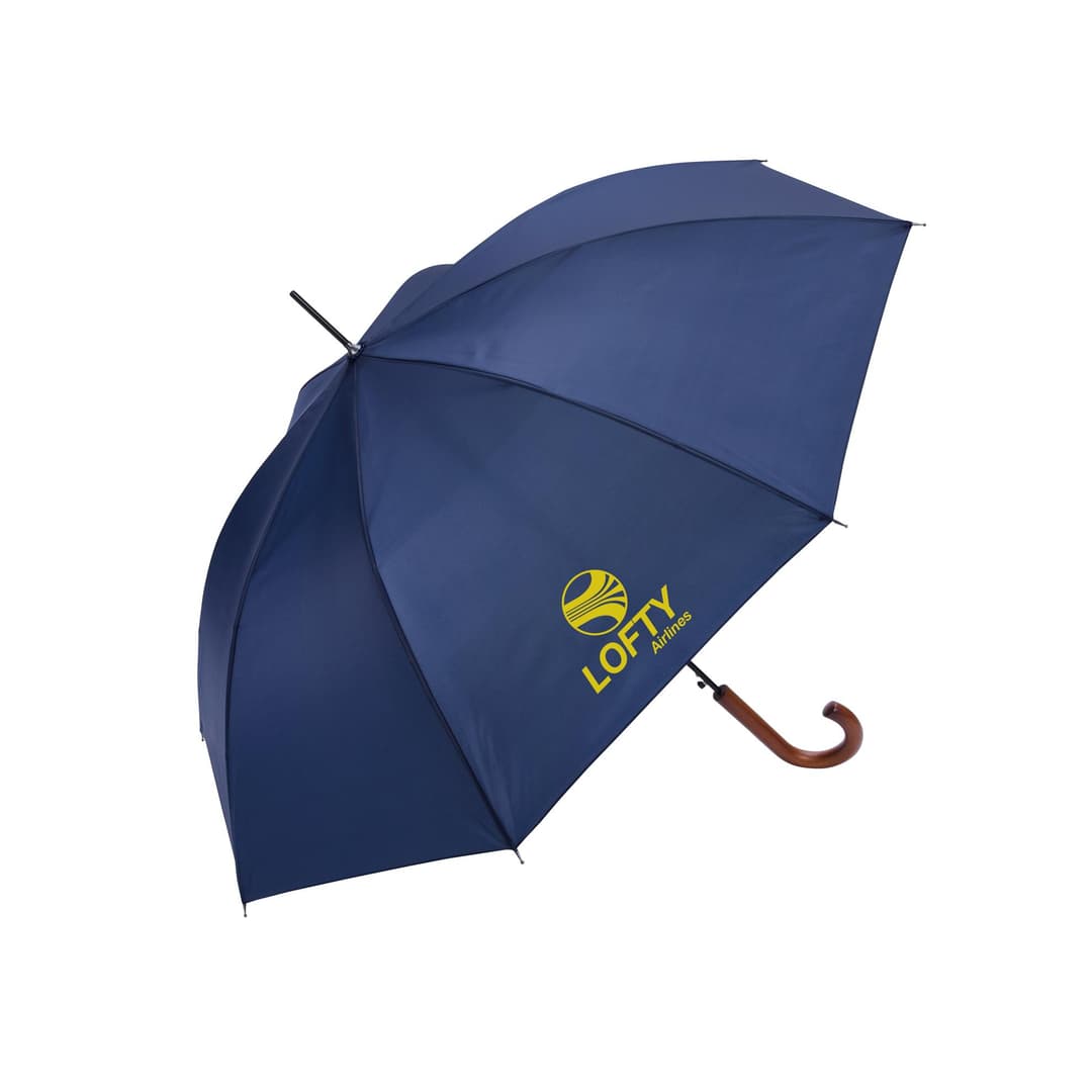 48" Wood-Handled Auto-Open Stick Umbrella