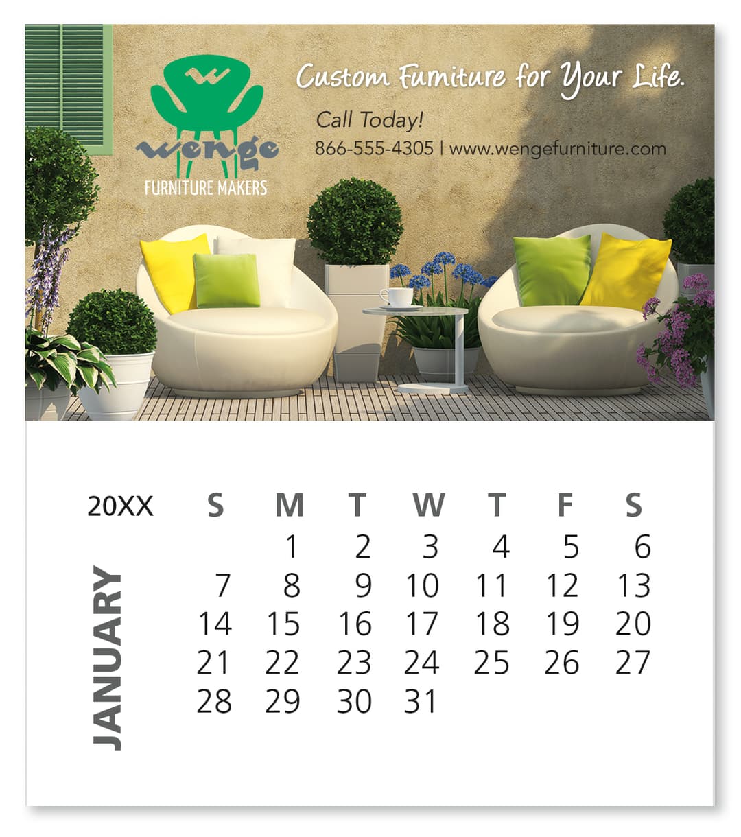 Business Card Magnet with 12-Sheet Calendar