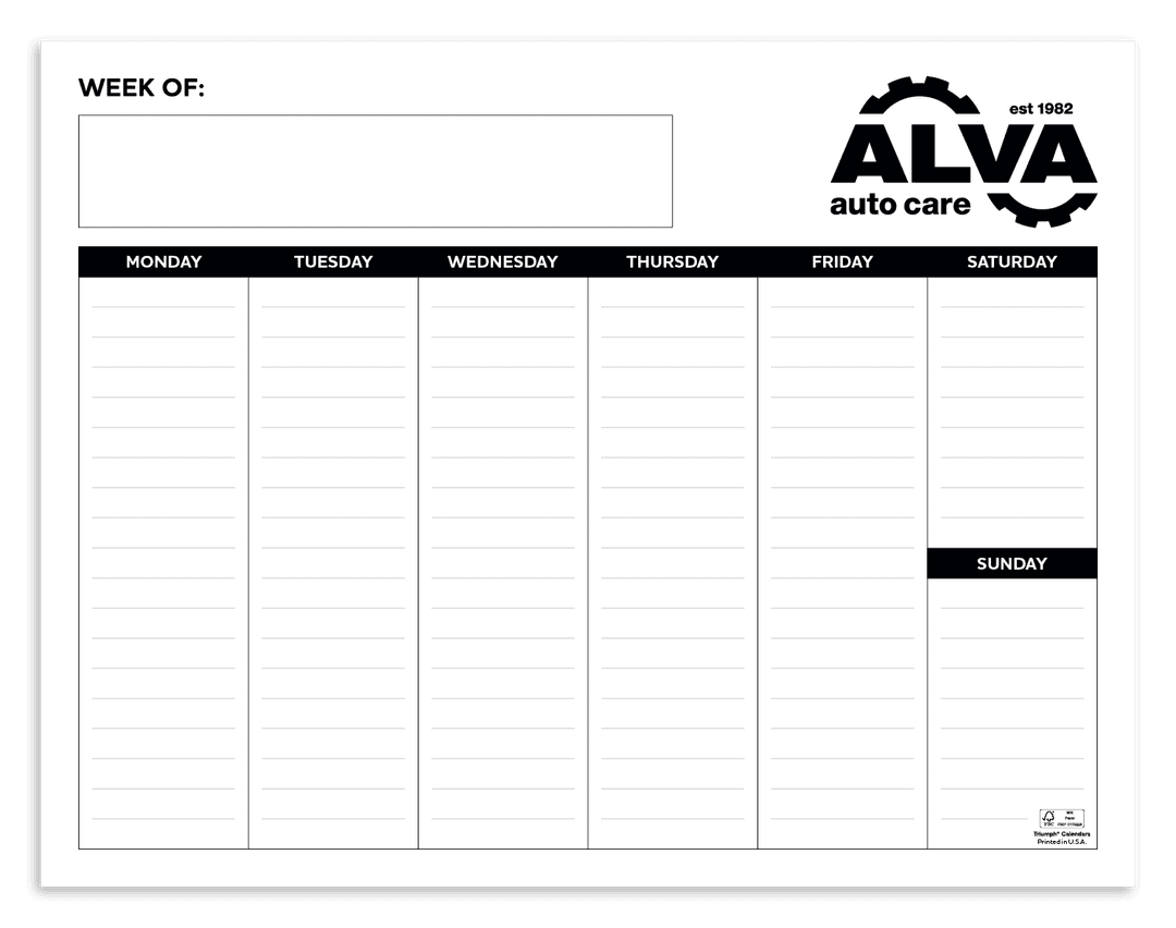 Small Weekly Desk Pad - Black & White Calendar