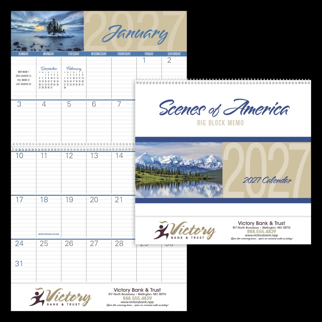 Scenes of America Big Block Memo Calendar