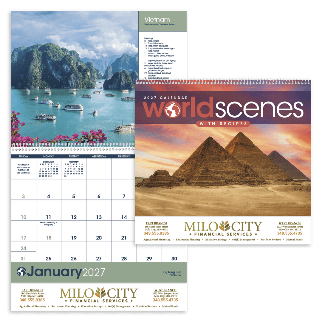 World Scenes with Recipe Calendar