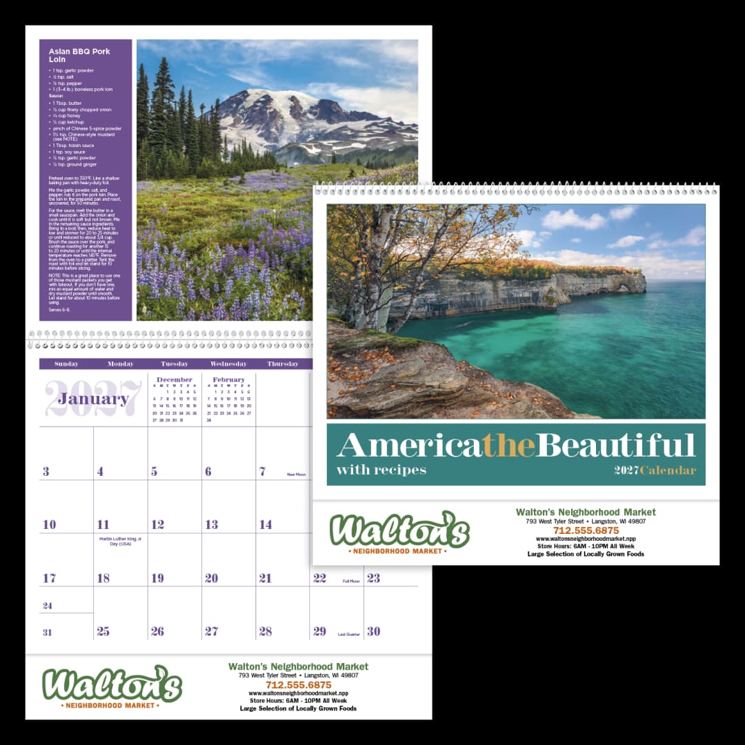 America the Beautiful with Recipes Calendar