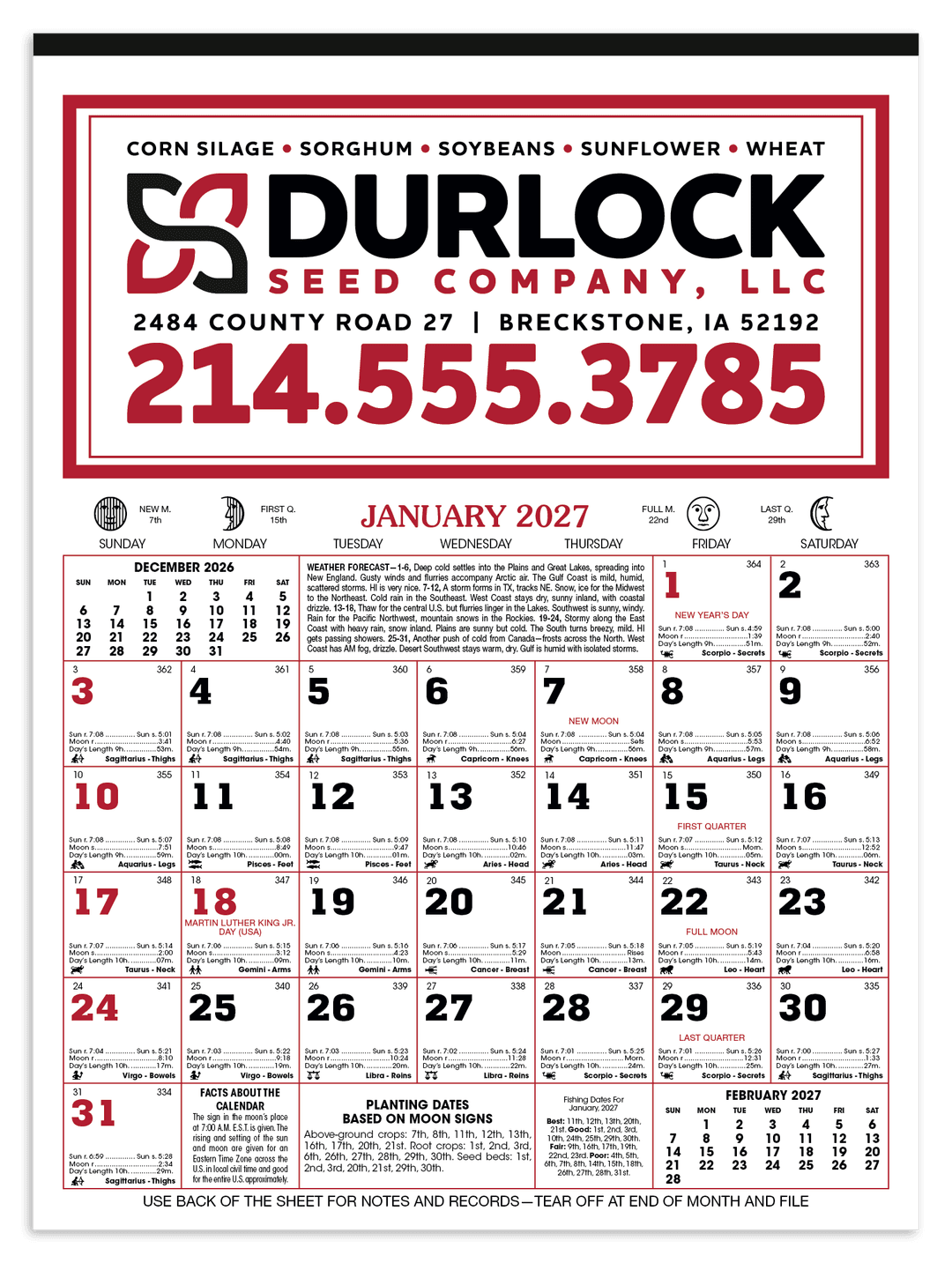 12-Sheet Almanac Calendar