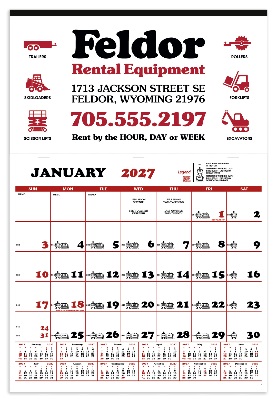 Contractor's Apron Calendar