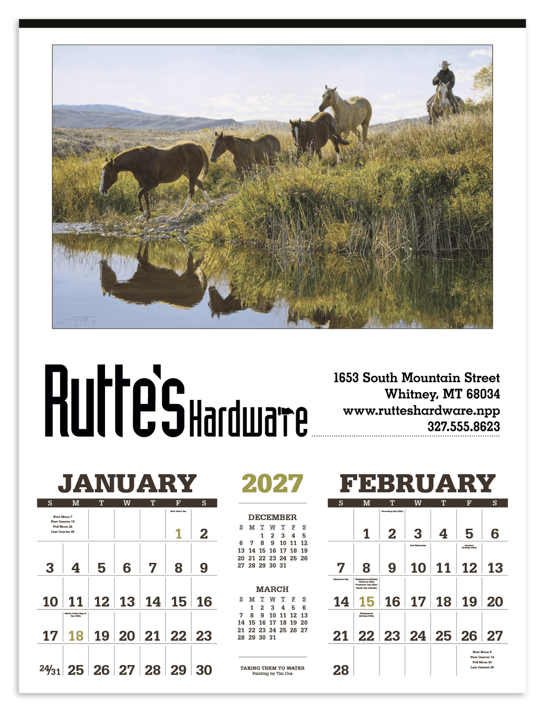 American West by Tim Cox Calendar