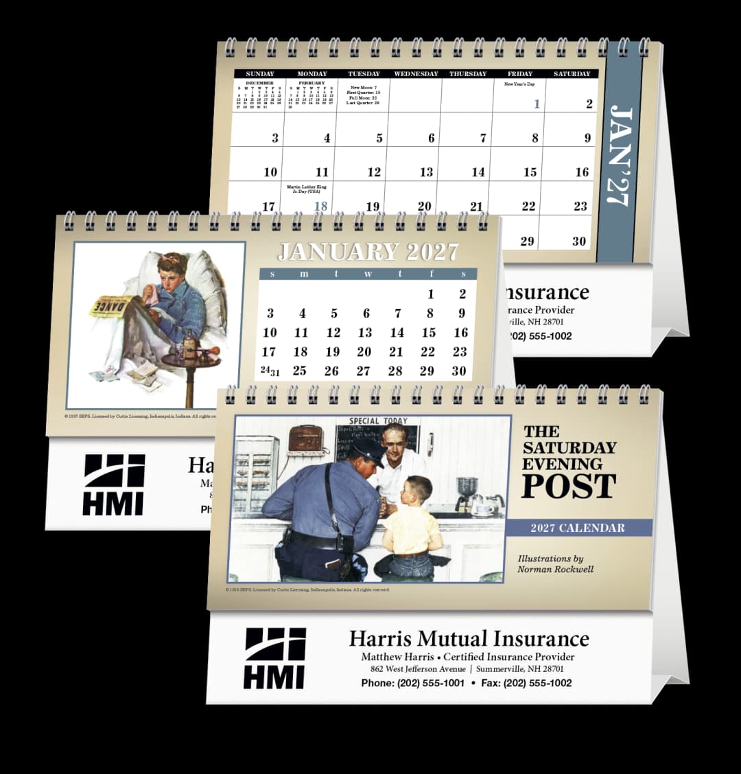 The Saturday Evening Post Illustrations by Norman Rockwell Desk Calendar