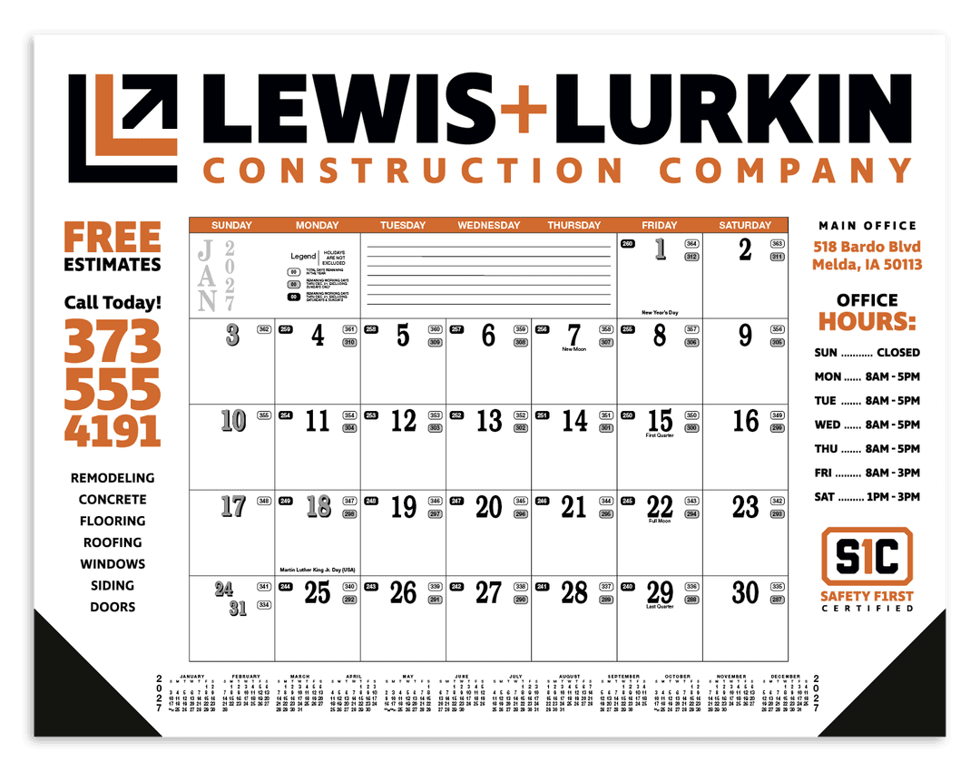 Contractor's Desk Pad Calendar