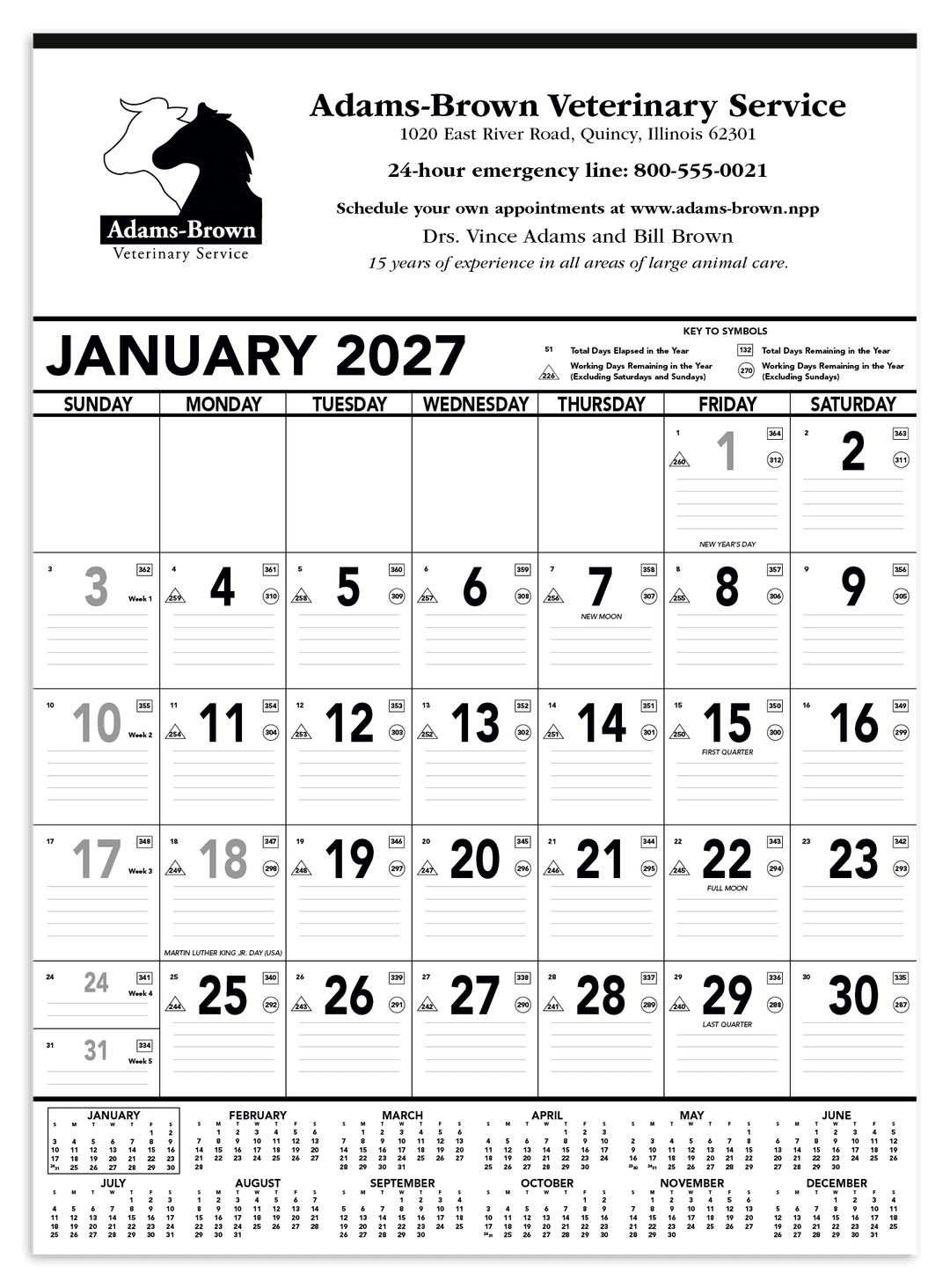 Black & White Contractor Memo Calendar