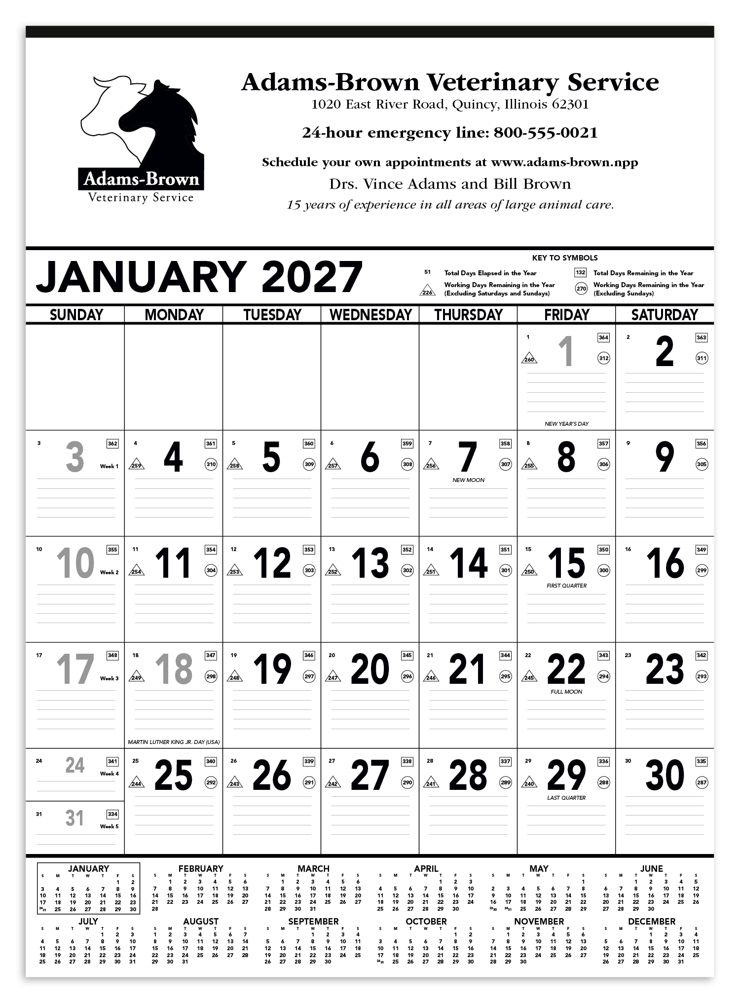 Black & White Contractor Memo Calendar