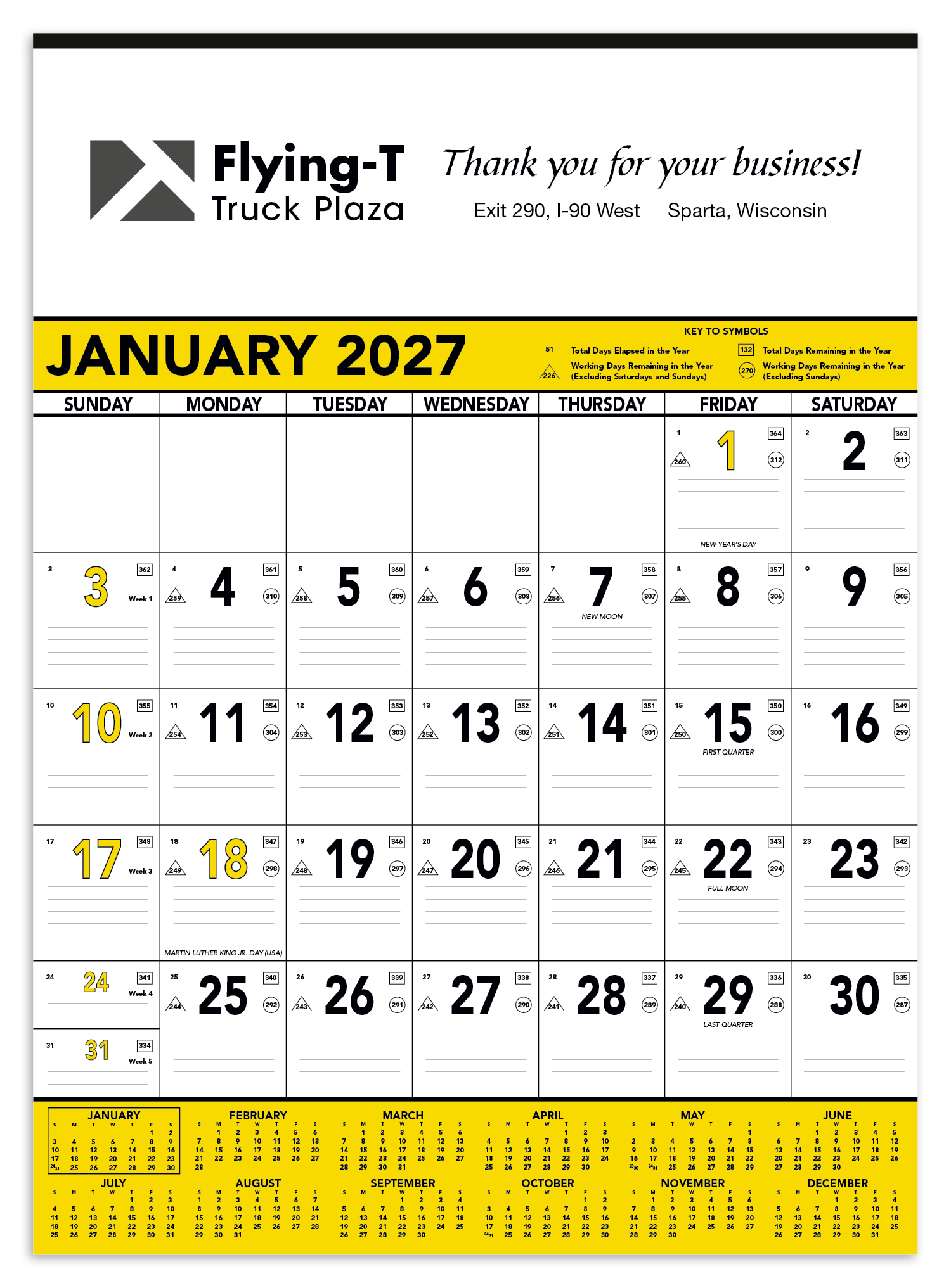 Yellow & Black Contractor Memo Calendar