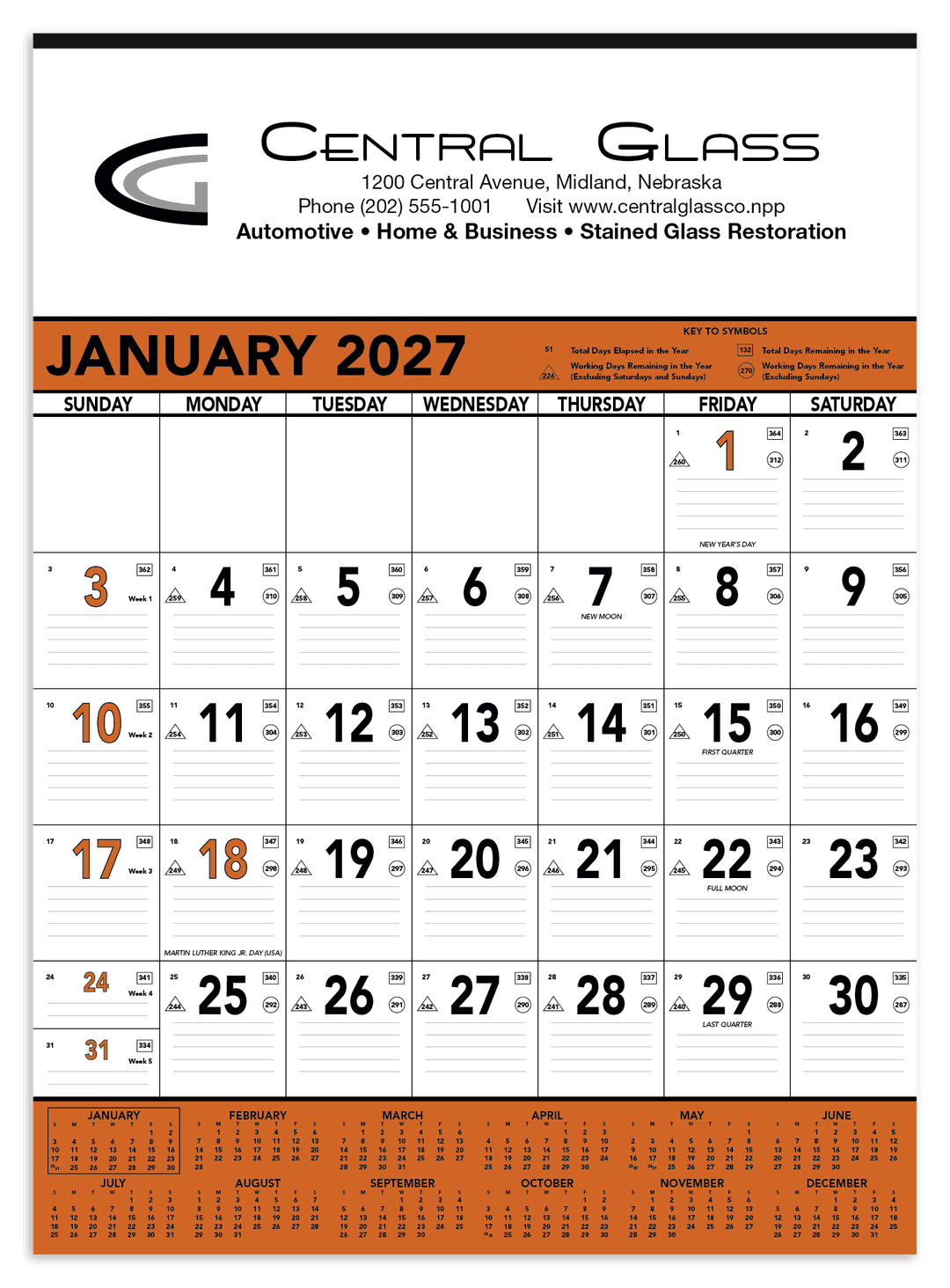 Orange & Black Contractor Memo Calendar
