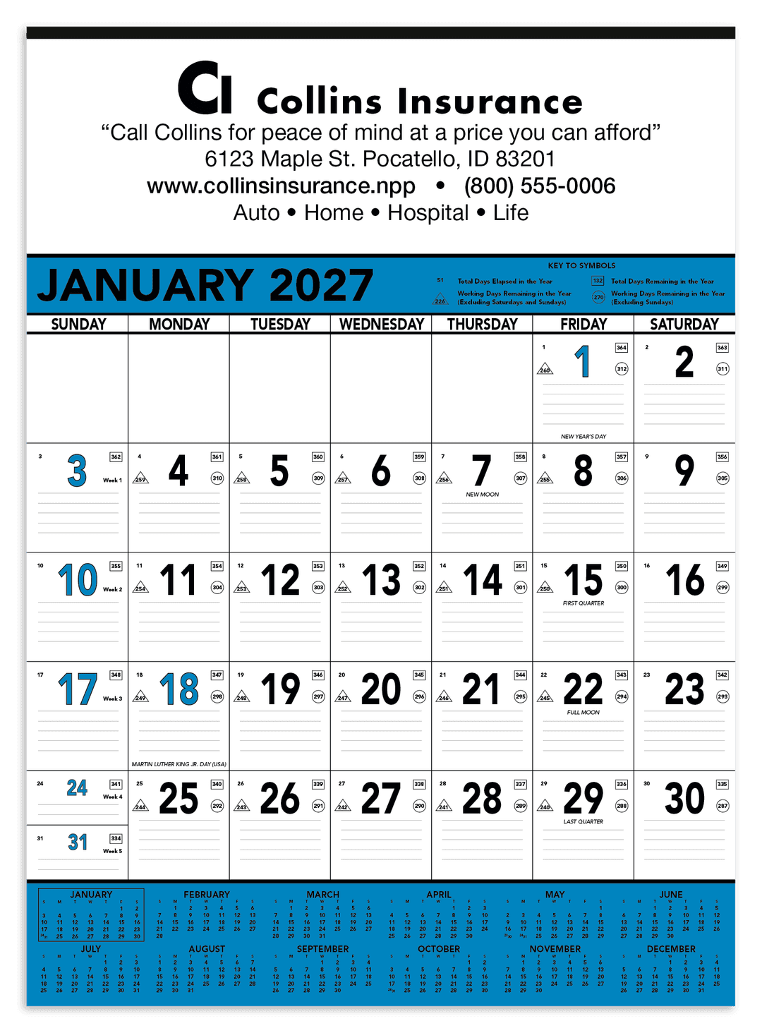 Blue & Black Contractor Memo Calendar