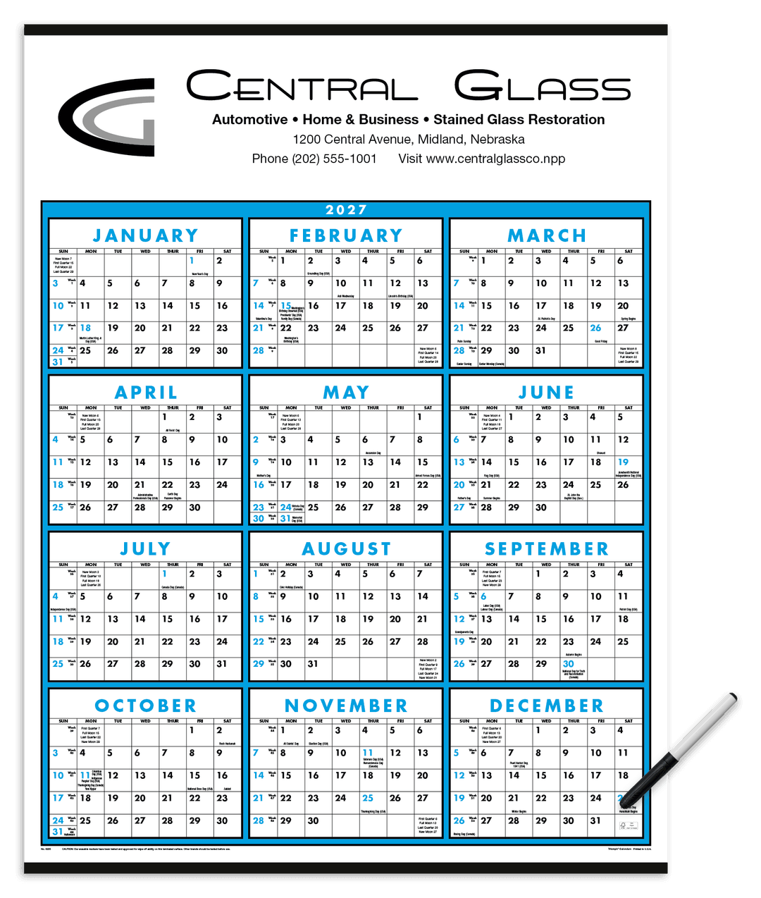 Span-A-Year (Laminated with Marker) Calendar