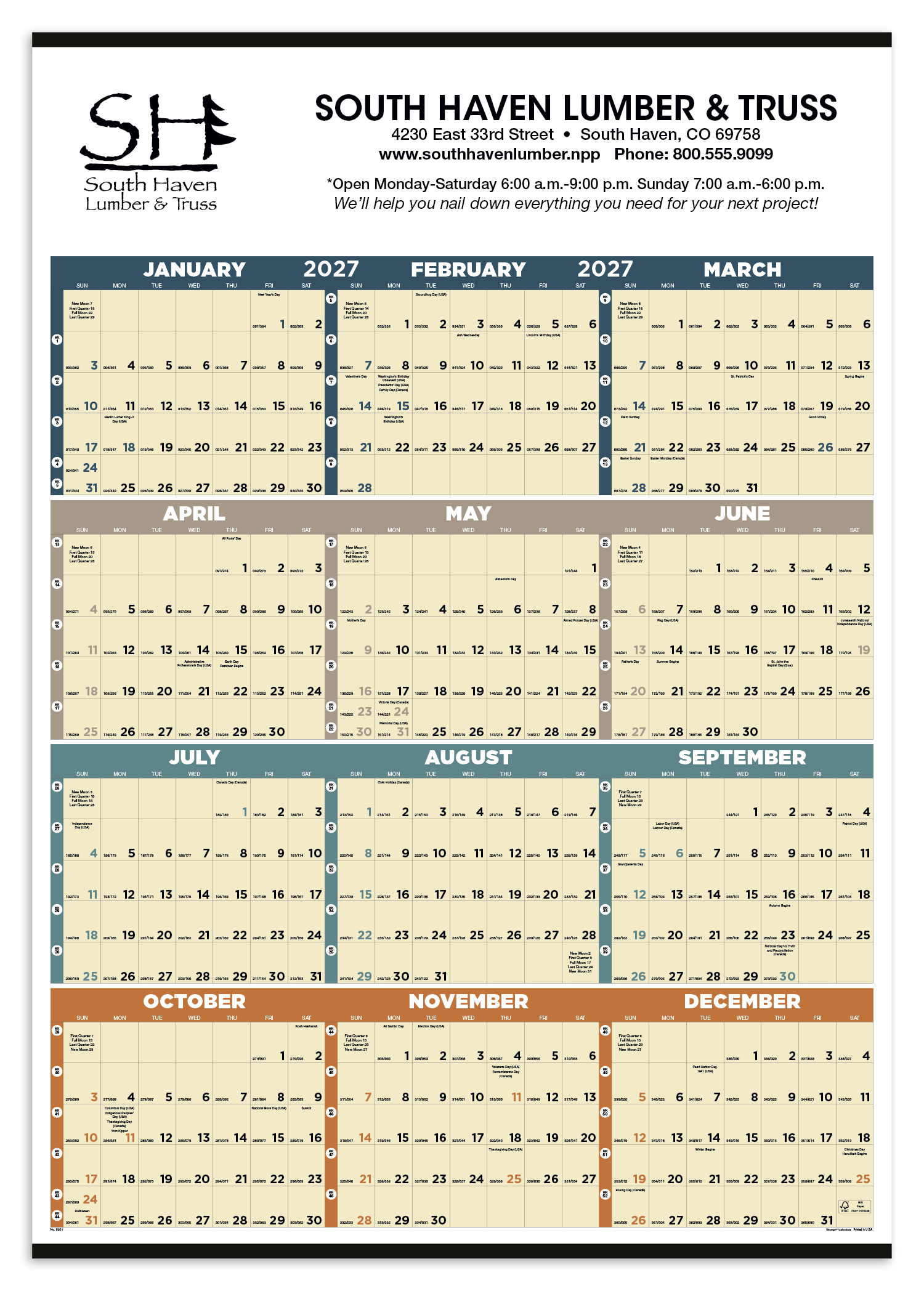 Time Management Span-A-Year (Non-Laminated) Calendar