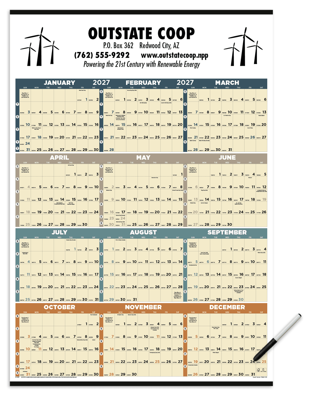 Time Management Span-A-Year (Laminated w/Marker) Calendar
