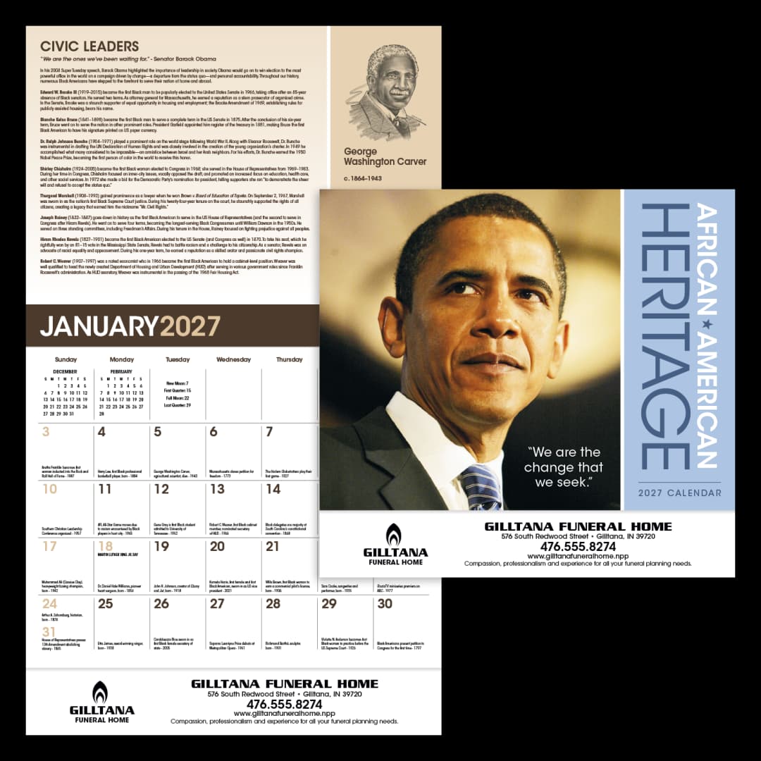 African-American Heritage Barack Obama Calendar