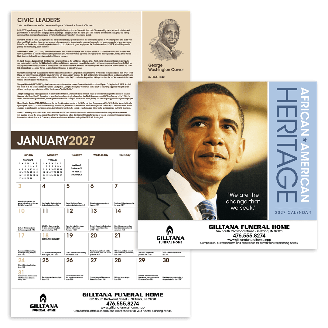 African-American Heritage Barack Obama Calendar