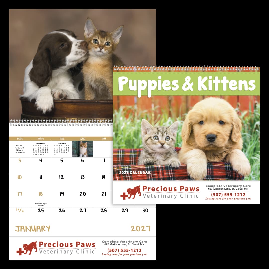 Puppies & Kittens - Spiral Calendar