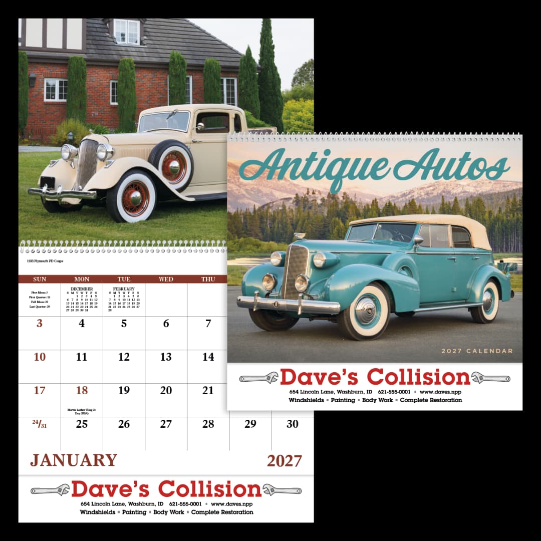 Antique Autos - Spiral Calendar