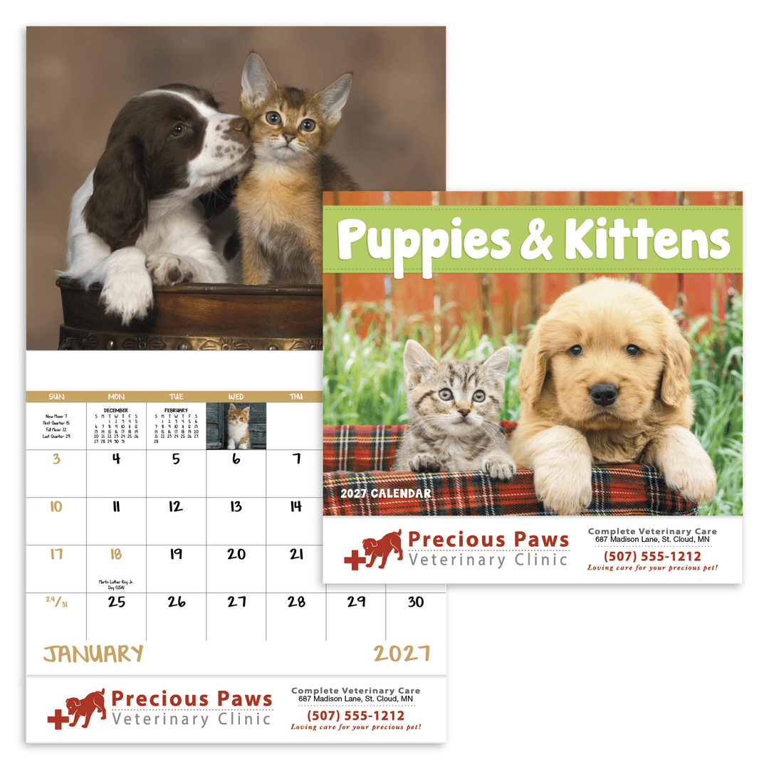 Puppies & Kittens - Stapled Calendar