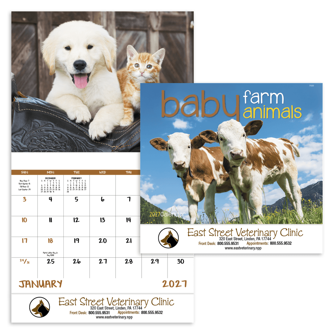 Baby Farm Animals - Stapled Calendar