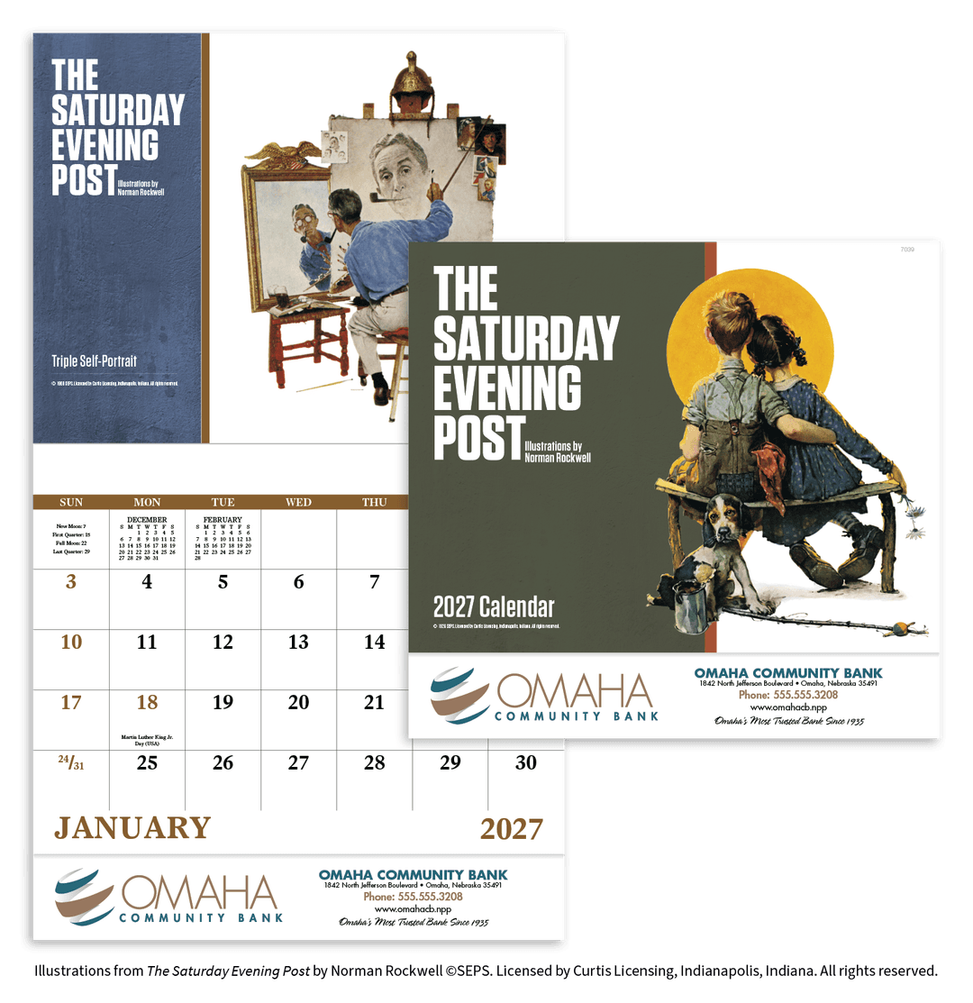 The Saturday Evening Post Illustrations by Norman Rockwell – Stapled Calendar