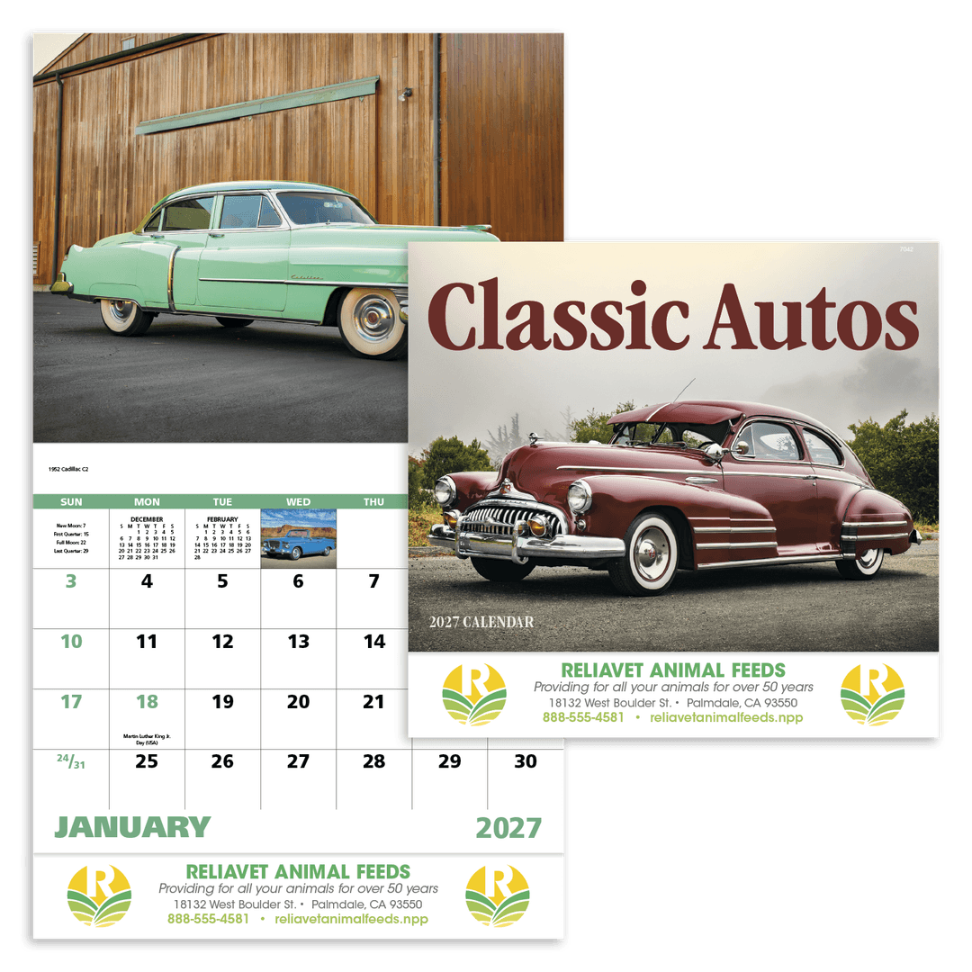Classic Autos - Stapled Calendar